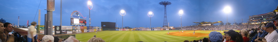 MCU Park baseball field Panorama, with Coney Island Parachute Jump